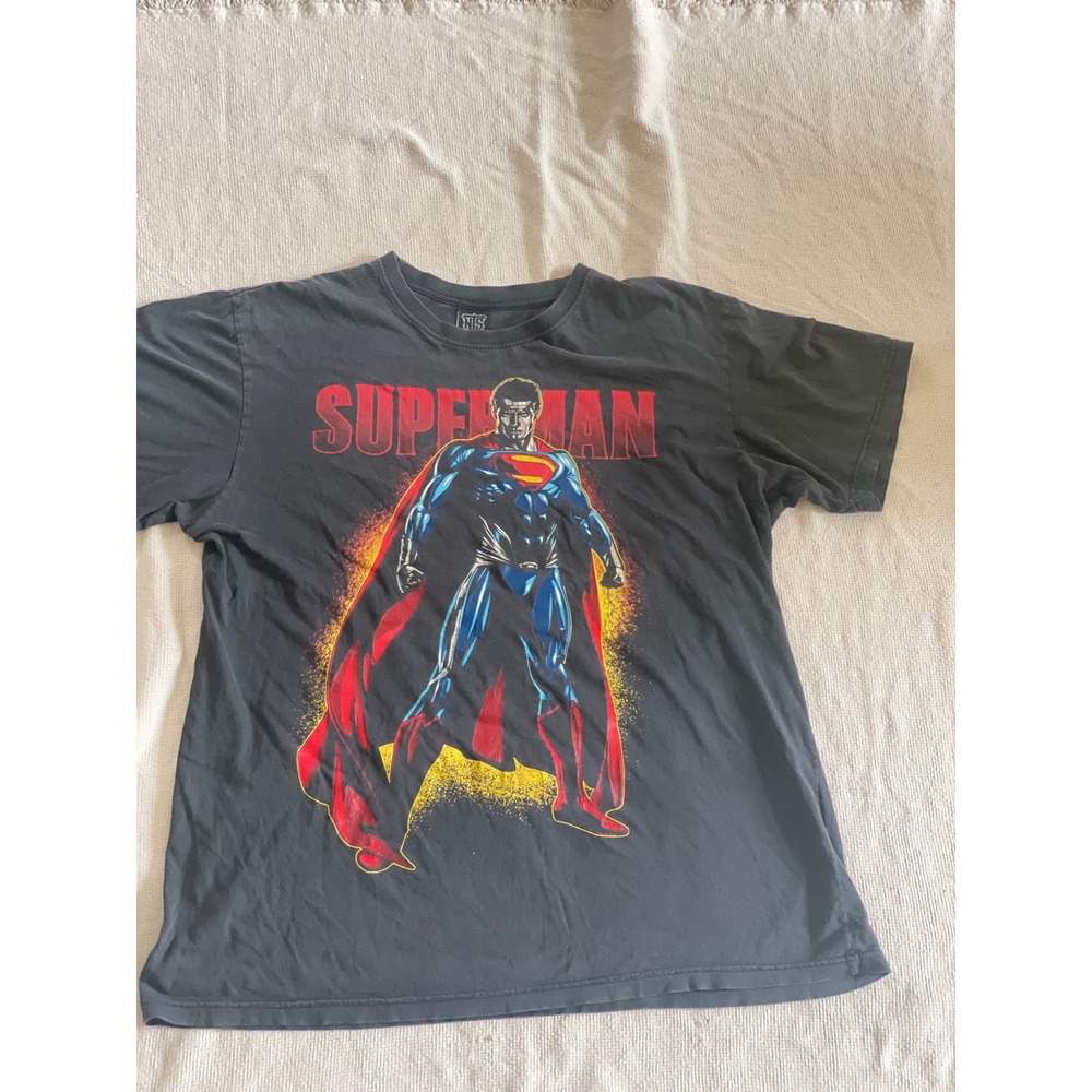 New Type System Superman Graphic T-Shirt Mens XL Black DC Comics Tee
